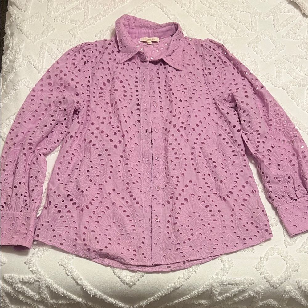 Skies Are Blue Lilac Eyelet Top